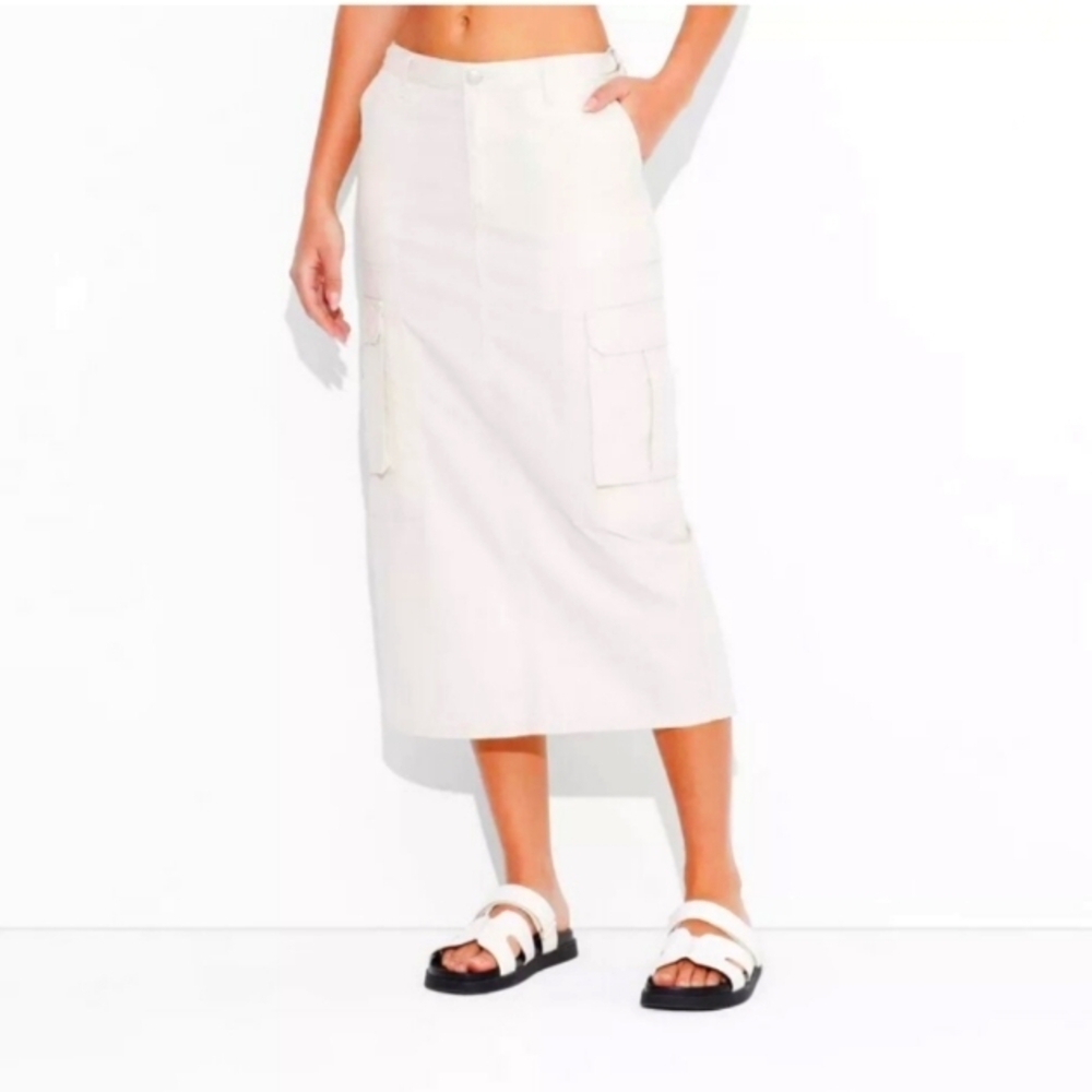 NEW Wild Fable Light Beige Cargo Maxi Skirt
